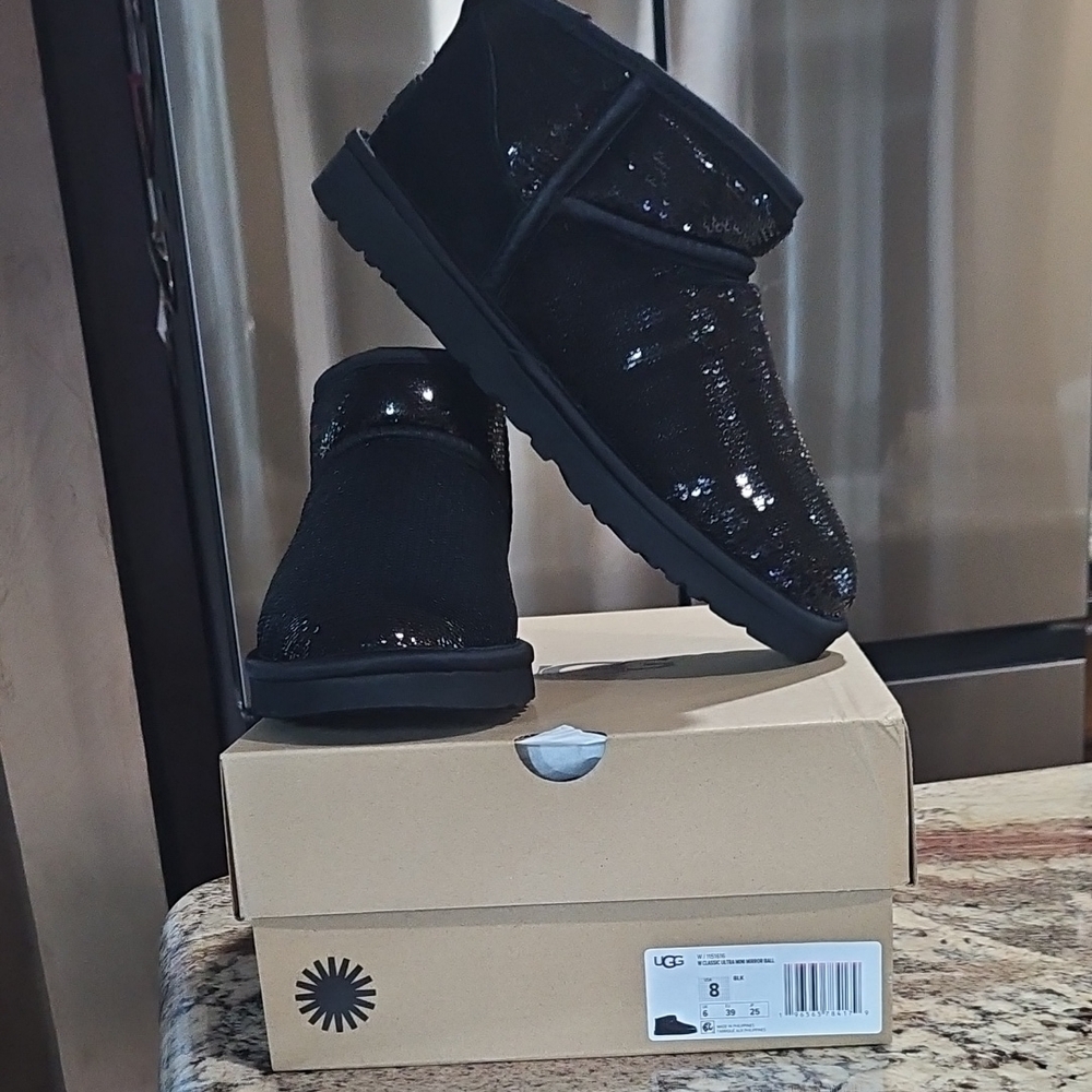 UGG Shimmering Black Sequin Boots